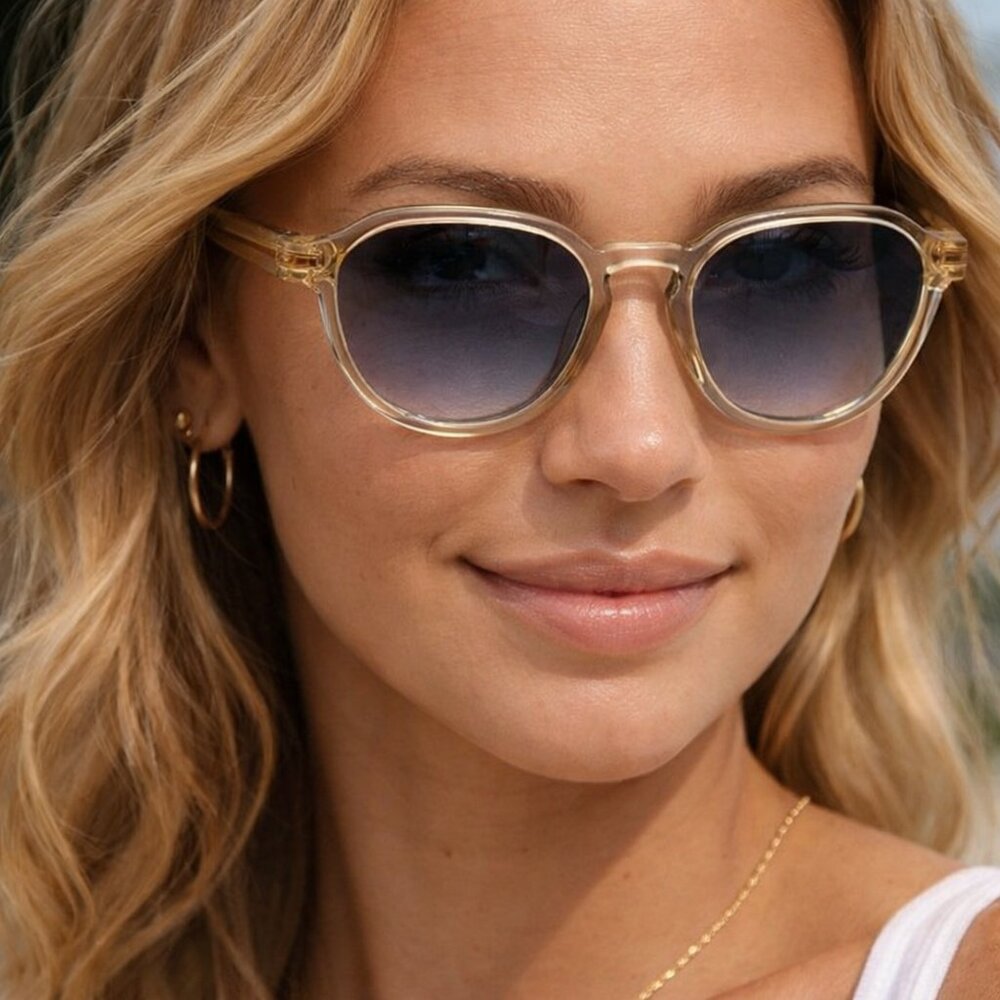 Carrera Clear Champagne Frame Sunglasses with Blue Gradient Lenses
